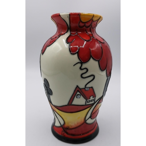 1263 - OLD TUPTON WARE 15cm TUBELINED VASE  IN THE NOON DESIGN By Jeanne McDougall (Product Code 6516) (As ... 