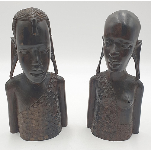 1272 - AFRICAN 21cm BUST CARVINGS (2)