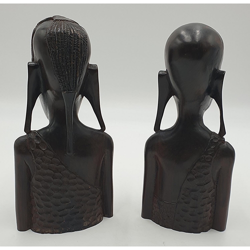 1272 - AFRICAN 21cm BUST CARVINGS (2)