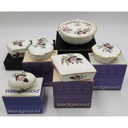 1276 - WEDGWOOD CHINA TRINKET DISHES (7) IN THE HATHAWAY ROSE DESIGN (All Original Boxes) (One Has A Lid Da... 