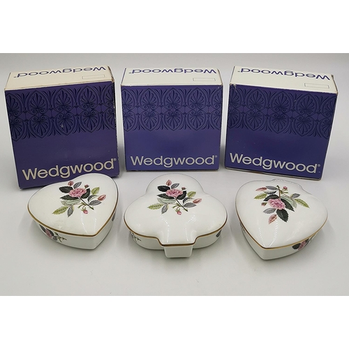 1277 - WEDGWOOD CHINA TRINKET BOXES (3) IN THE HATHAWAY ROSE DESIGN (All Original Boxes)