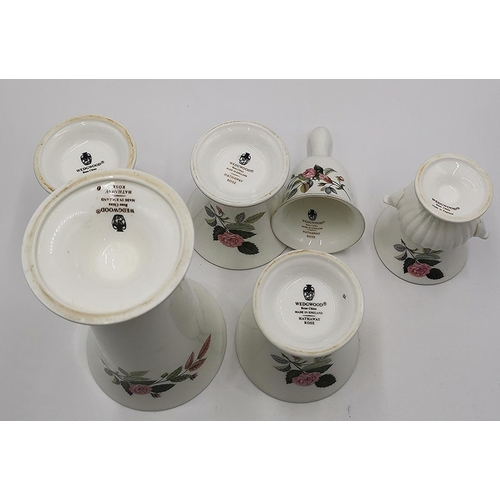 1279 - WEDGWOOD CHINA VASES , Plus BELL IN THE HATHAWAY ROSE DESIGN (All Original Boxes)