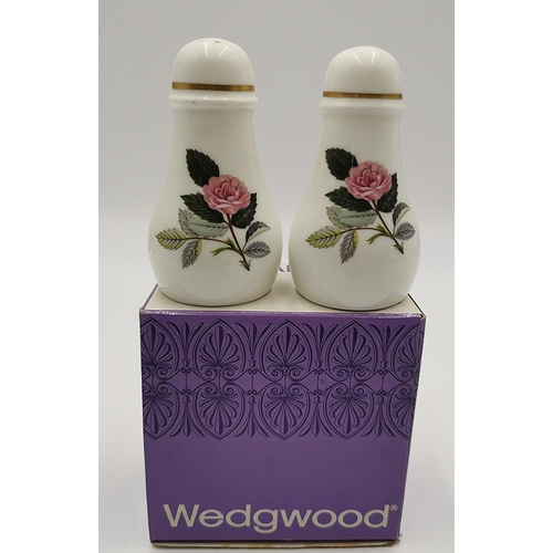 1280 - WEDGWOOD CHINA SALT And PEPPER IN THE HATHAWAY ROSE DESIGN (Original Box)