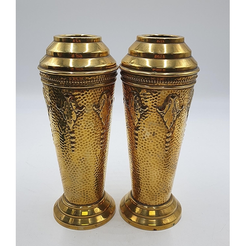 1302 - BRASS 26cm ART NOUVEAU VASES 92)