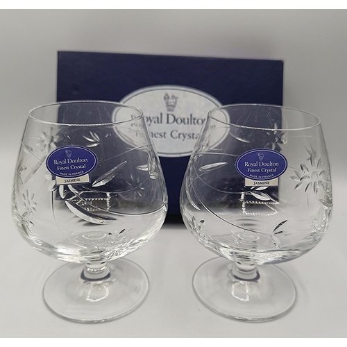 1310 - ROYAL DOULTON CRYSTAL (Boxed Set Of Two) BRANDY BALLOONS IN THE JASMINE DESIGN