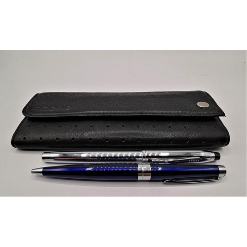 1337 - CROSS PENS (2) & ORIGINAL DOUBLE PEN LEATHER HOLDER