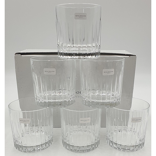 1347 - ROYAL DOULTON CRYSTAL (Boxed Set Of Six) TUMBLERS IN THE LINEAR DESIGN