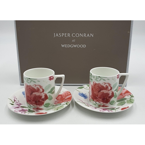 1359 - WEDGWOOD CHINA (Boxed Set Of Two) ESPRESSO CUPS & SAUCERS By Designer Mr Jasper Conran