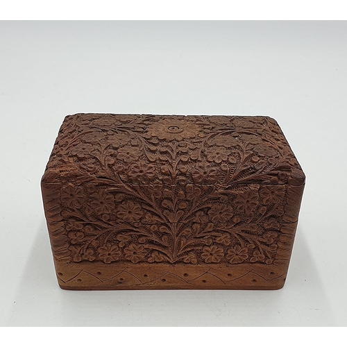 1370 - WOODEN CARVED TWIN PACK CARD BOX