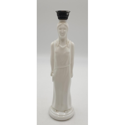 631 - MILK GLASS Large 28cm BOTTLE MODELLED AS A LADY