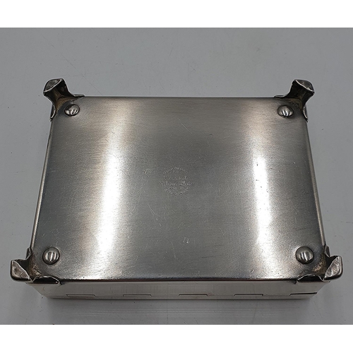 633 - SILVER PLATED 10.5cm x 9cm CIGARETTE BOX