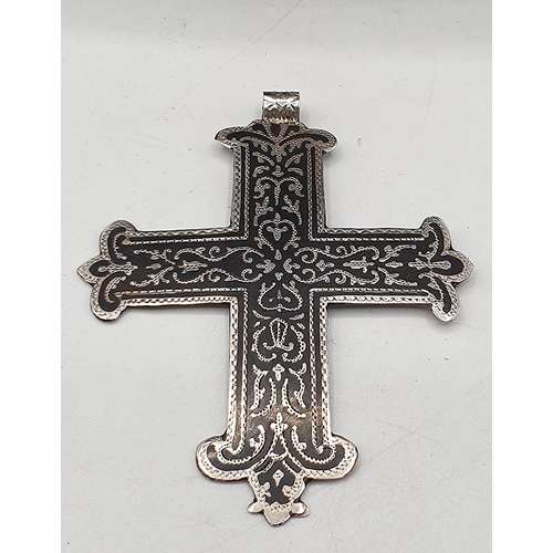 70A - PRESENTED AS A STERLING SILVER Large 6.5cm CROSS PENDANT  (Total Weight 6.36 Grams)