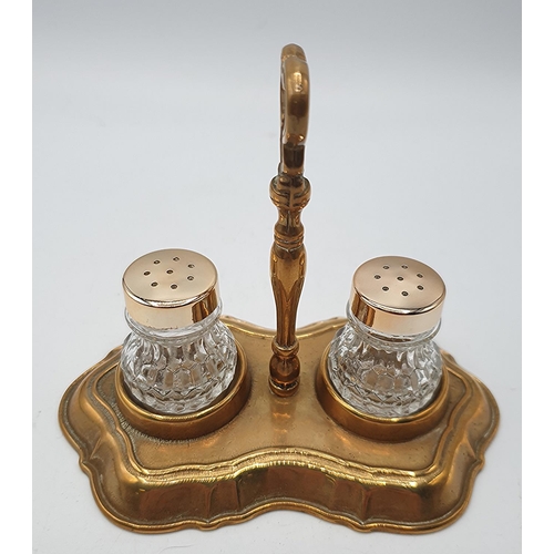 738 - BRASS ART NOUVEAU CRUET SET