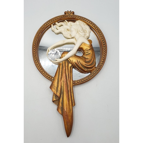 742 - ART NOUVEAU 28cm x 18cm LADIES HAND HELD MIRROR