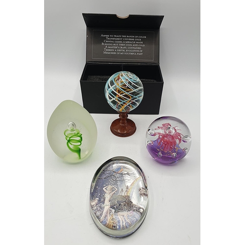 752 - CRYSTAL BANDS OF COLOUR TRANPARENT UNIVERSE Plus THREE PAPERWEIGHTS