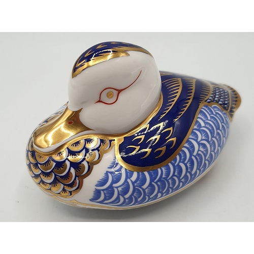 769 - ROYAL CROWN DERBY CHINA PAPERWEIGHT MODELLED AS A DUCK (Marked 2nds, No Stopper)