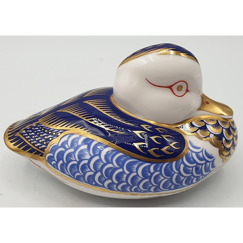 769 - ROYAL CROWN DERBY CHINA PAPERWEIGHT MODELLED AS A DUCK (Marked 2nds, No Stopper)