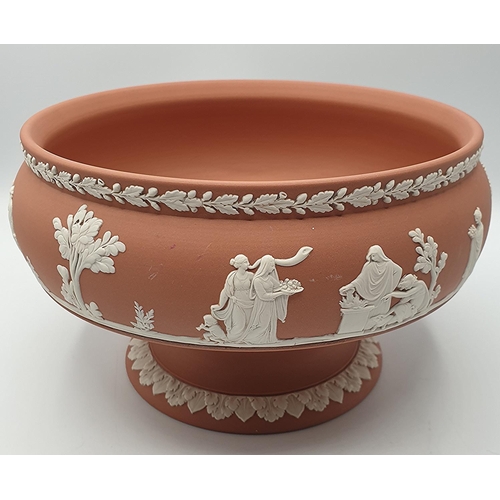 773 - WEDGWOOD Large 20cm Dia TERRACOTTA /WHITE JASPER WARE FOOTED BOWL  (Rare)