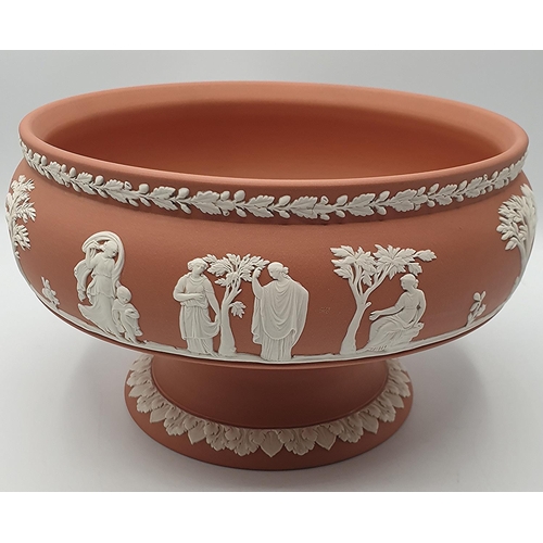 773 - WEDGWOOD Large 20cm Dia TERRACOTTA /WHITE JASPER WARE FOOTED BOWL  (Rare)