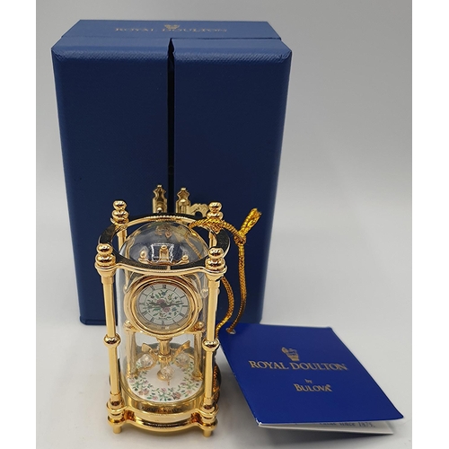 778 - ROYAL DOULTON Small 7.5cm CARRIAGE CLOCK (Original Silk Lined Presentation Box)