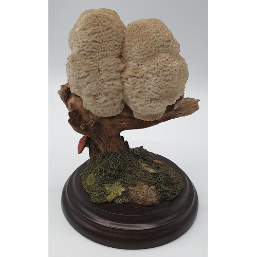 806 - COUNTRY ARTISTS 13cm MODEL OF TWO BABY OWLS SITTING ON A BRANCH ON PLYNTH