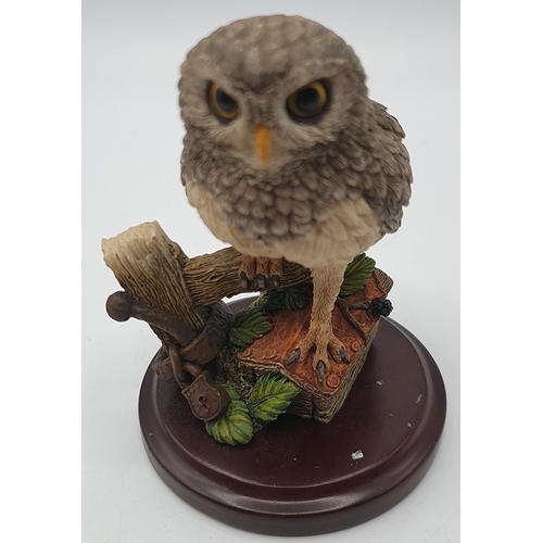 808 - COUNTRY ARTISTS 9.5cm MODEL OF A LITTLE OWL SITTING ON A POST BOX ON PLYNTH