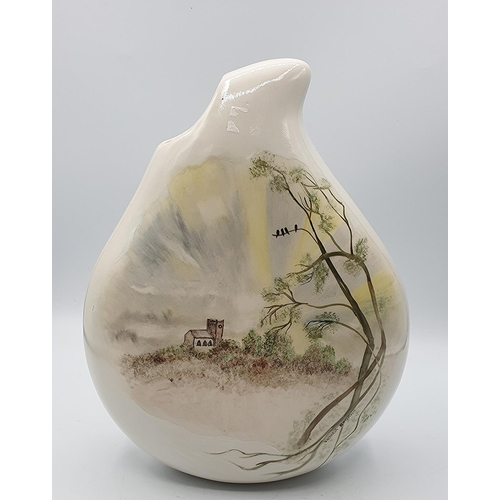 823 - PEGGY DAVIES CERAMICS Large 22cm TEARDROP VASE (Unique One Off Design Signed By Victoria Bourne) (Sl... 