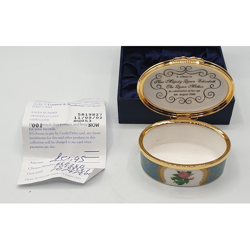 826 - ROYAL WORCESTER ENAMEL OVAL HINGED LIDDED BOX 