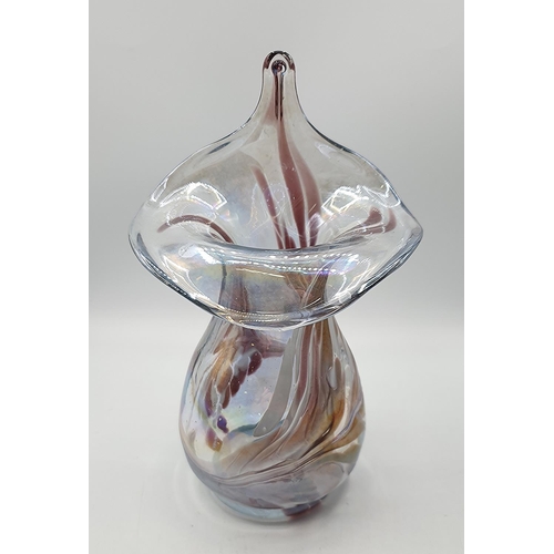 829 - COLOURED GLASS 22cm LILY VASE