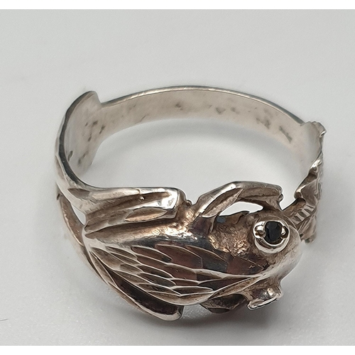 839 - PRESENTED AS A SILVER FROG RING (Size J,Total Weight 2.55 Grams)