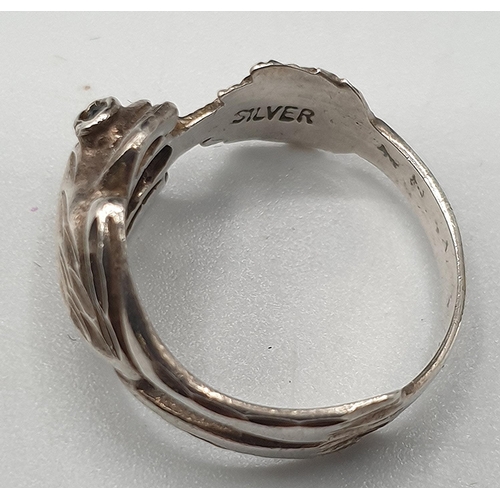 839 - PRESENTED AS A SILVER FROG RING (Size J,Total Weight 2.55 Grams)