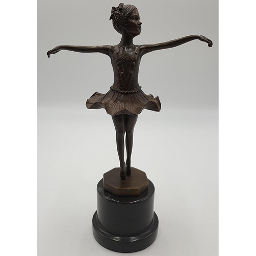 843 - BRONZE Large FIGURINE OF A BALERINA MOUNTED ON A MARBLE BASE  (30cm).
(Please Note This Lot WILL NOT... 