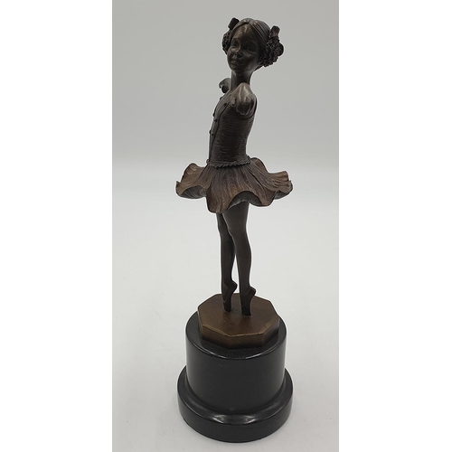 843 - BRONZE Large FIGURINE OF A BALERINA MOUNTED ON A MARBLE BASE  (30cm).
(Please Note This Lot WILL NOT... 