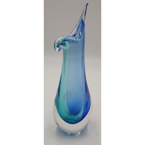 853 - ARTCRISTAL BOHEMIA 24.5cm BLUE GLASS VASE  Signed