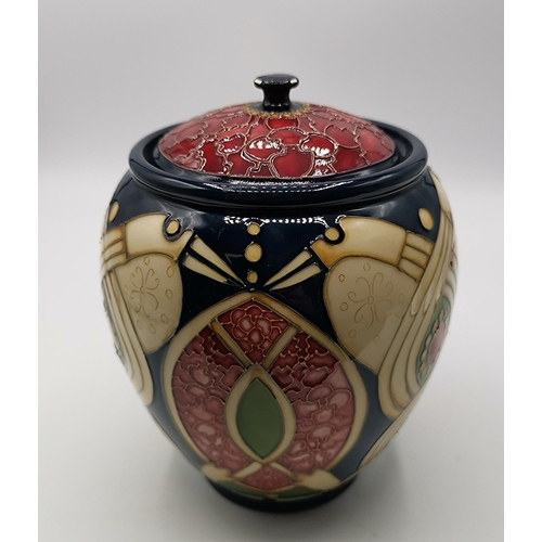 858 - MOORCROFT 15.5cm GINGER JAR And COVER 2010 (Chip On Lid)