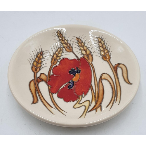 905 - MOORCROFT 10cm Dia  COASTER ( Shape No 780/4) IN THE HARVEST POPPY DESIGN By Designer Emma Bossons R... 