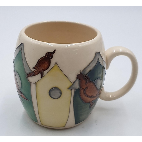 908 - MOORCROFT MUG (Shape No MU2) IN THE BIRDHOUSE DESIGN By Designer Emma Bossons. R.R.P. £195.00.
(Emma... 