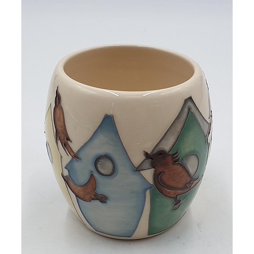 908 - MOORCROFT MUG (Shape No MU2) IN THE BIRDHOUSE DESIGN By Designer Emma Bossons. R.R.P. £195.00.
(Emma... 