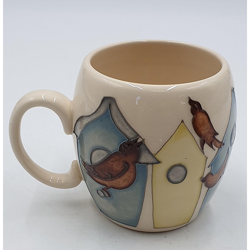 908 - MOORCROFT MUG (Shape No MU2) IN THE BIRDHOUSE DESIGN By Designer Emma Bossons. R.R.P. £195.00.
(Emma... 