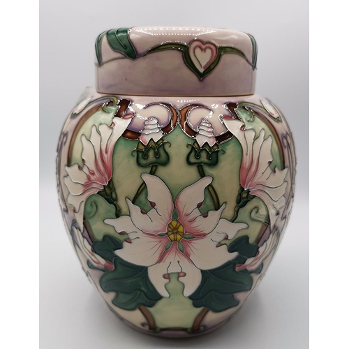 914 - MOORCROFT 21cm GINGER JAR And COVER (Red Dot)