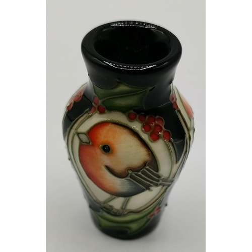 933 - MOORCROFT Small 5.5cm VASE (Red Dot)