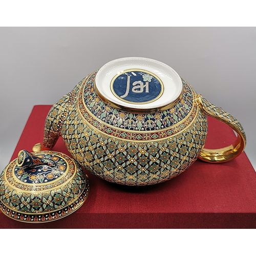 95 - JAI GOLD DESIGN TEAPOT IN SILK BOX