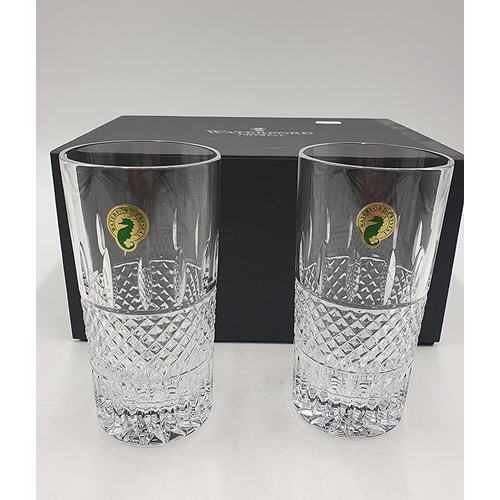 955 - WATERFORD CRYSTAL (Boxed Set Of Two) HI BALL GLASSES IN THE IRISH LACE DESIGN