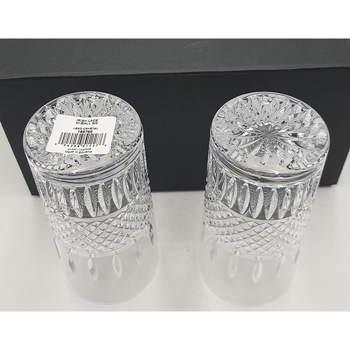 955 - WATERFORD CRYSTAL (Boxed Set Of Two) HI BALL GLASSES IN THE IRISH LACE DESIGN