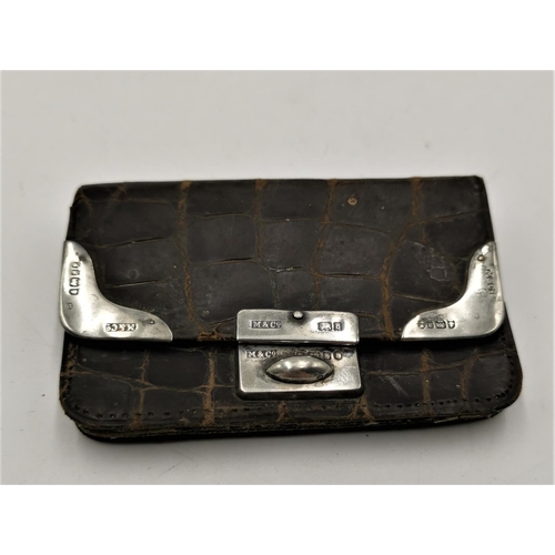 966 - PRESENTED AS A SILVER & LEATHER PURSE (Corner Pieces Hallmarked Birmingham 1900 & Fastener Hallmarke... 