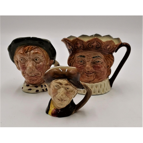 982 - ROYAL DOULTON SMALL CHARACTER JUGS (3) 8cm OLD KING COLE, 8cm JARGE & 5.5cm ARRY