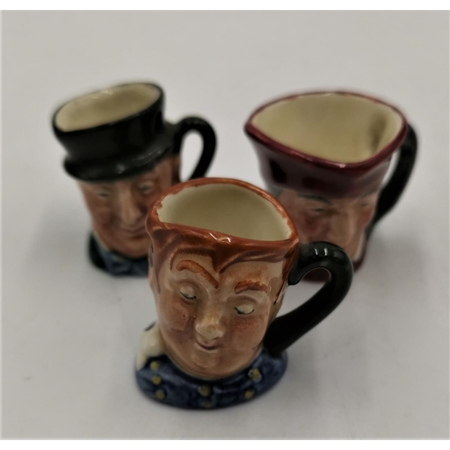 983 - ROYAL DOULTON MINIATURE CHARACTER JUGS (3) 3cm THE CARDINAL 3cm MICAWBER & 3cm FAT BOY