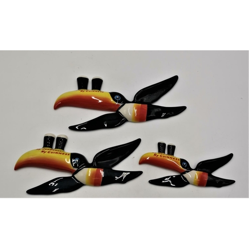 998 - CARLTON WARE SET OF 3 GUINNESS FLYING TOUCANS