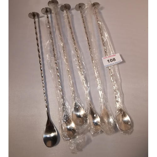 108 - SILVER COCKTAIL STIRRERS (6)