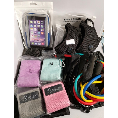 631 - WORKOUT ITEMS ( RESISTANCE BANDS/ PHONE HOLDERS ETC ) (Large Qty Of)